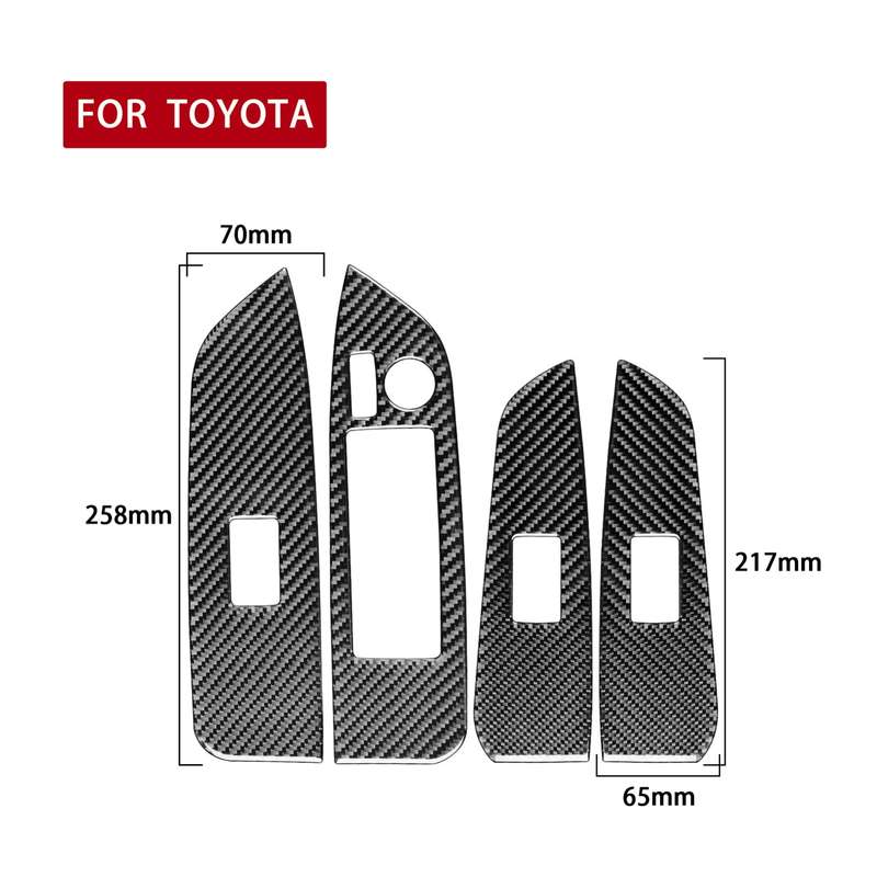 Car Carbon Fiber Window Glass Lift Decorative Sticker for Toyota Highlander 2014-2019, Left Drive