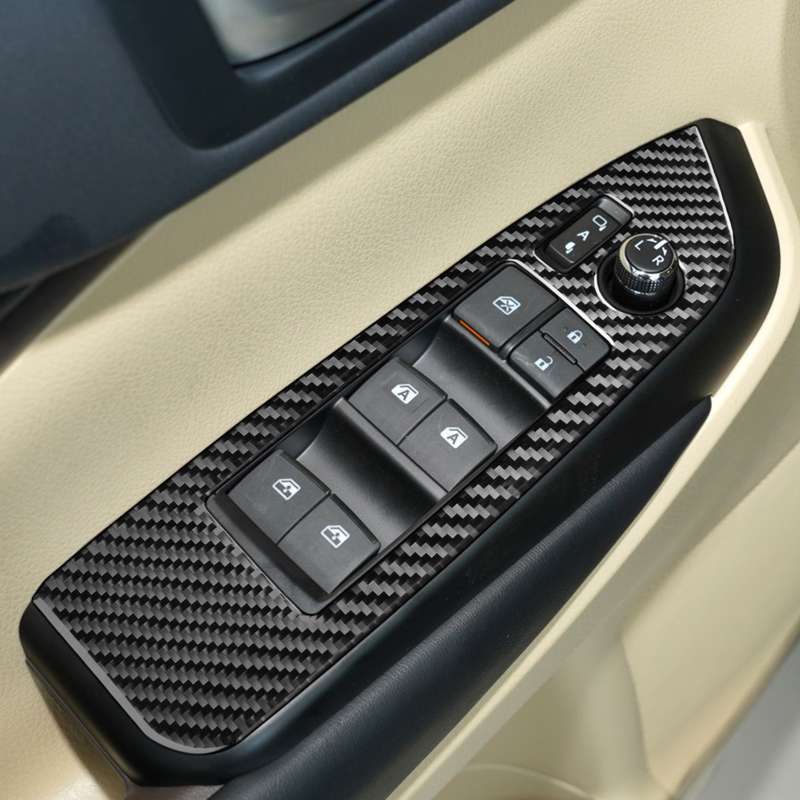 Car Carbon Fiber Window Glass Lift Decorative Sticker for Toyota Highlander 2014-2019, Left Drive