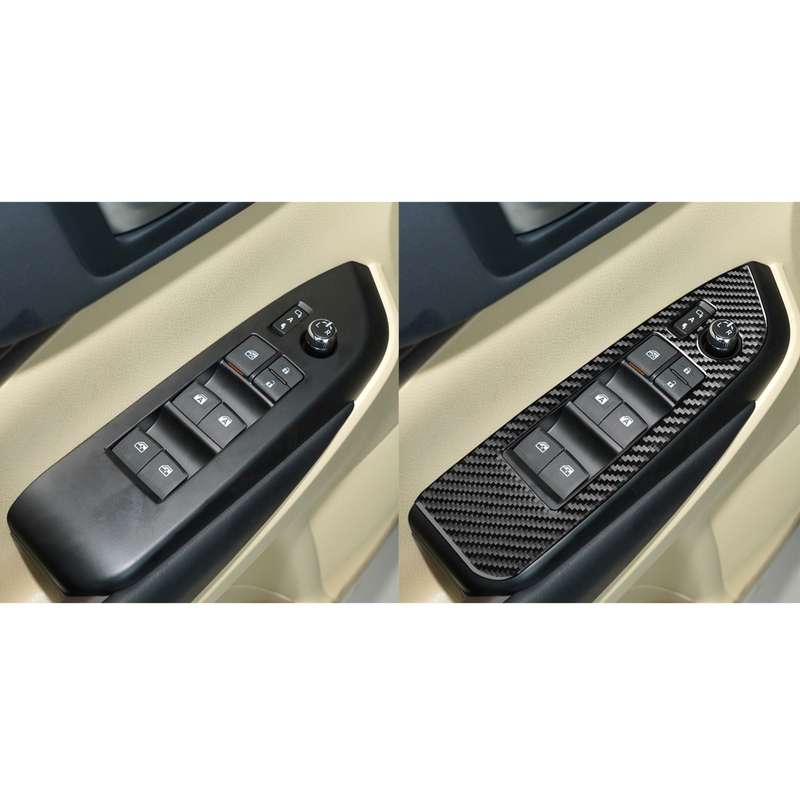 Car Carbon Fiber Window Glass Lift Decorative Sticker for Toyota Highlander 2014-2019, Left Drive