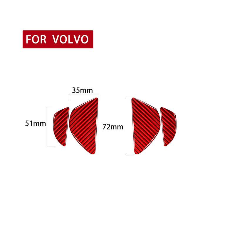 Car Inner Door Bowl Decorative Sticker for Volvo V60 2010-2017, Left and Right Drive (Red)