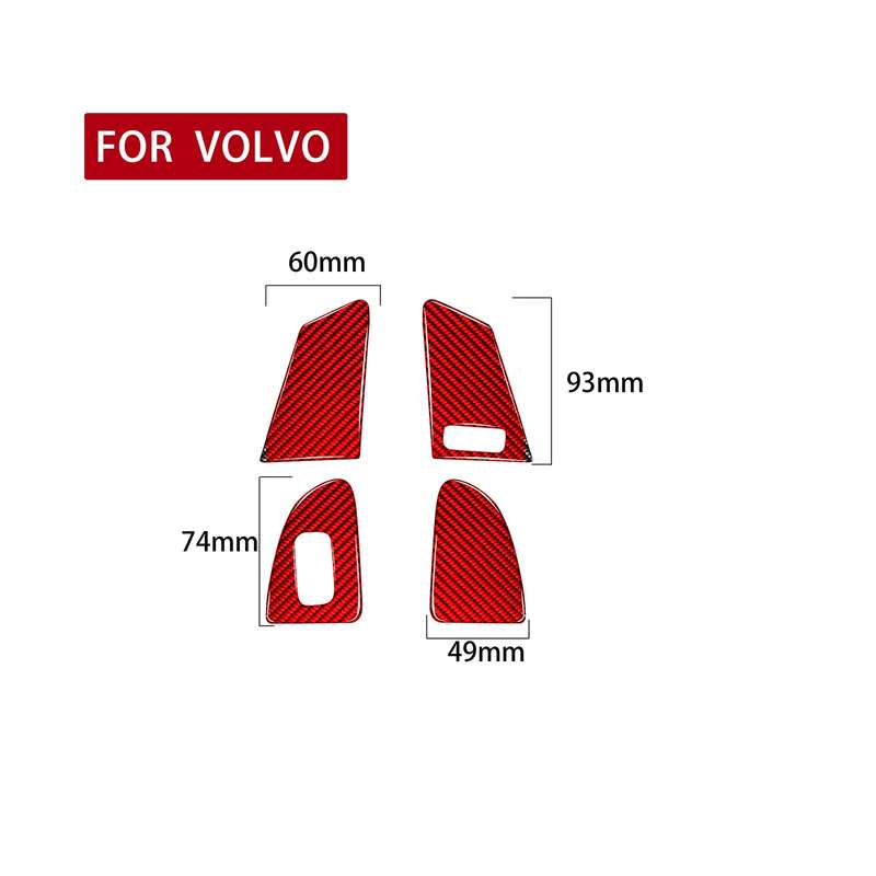 Car Window Lift Button C Decorative Sticker for Volvo V60 2010-2017, Right Drive (Red)