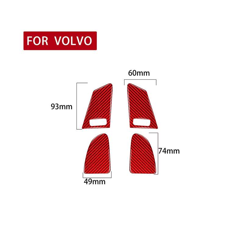 Car Window Lift Button B Decorative Sticker for Volvo V60 2010-2017, Left and Right Drive(Red)