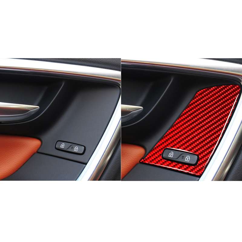 Car Window Lift Button B Decorative Sticker for Volvo V60 2010-2017, Left and Right Drive(Red)