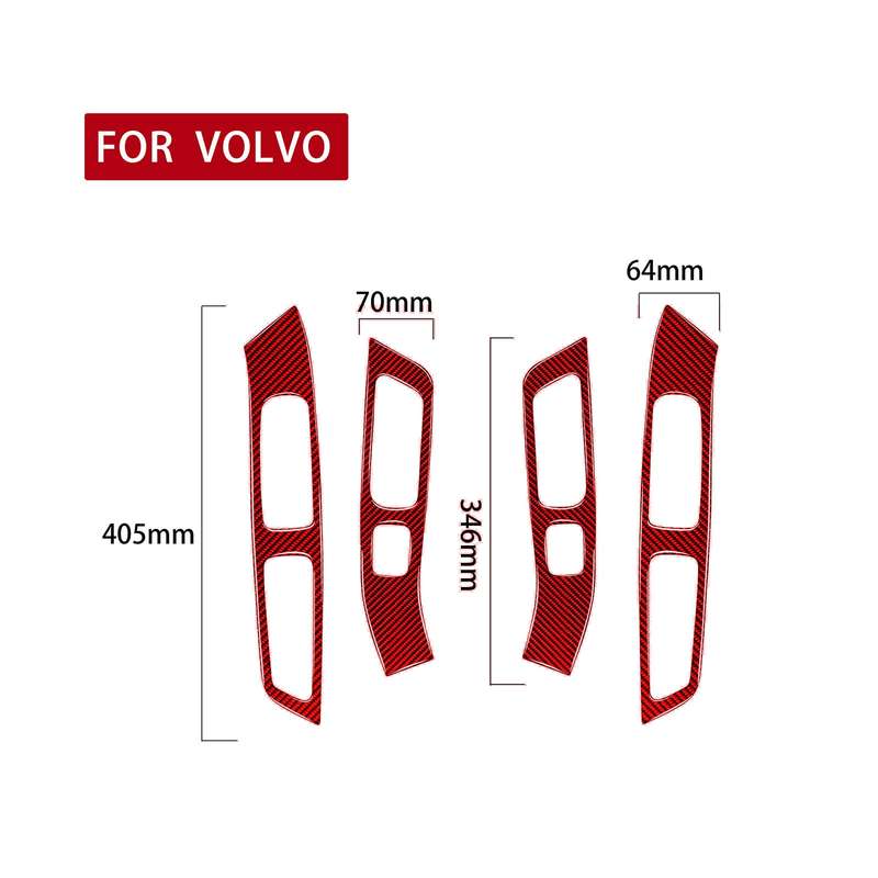 Car Window Lift Decorative Sticker for Volvo V60 2010-2017, Left and Right Drive (Red)