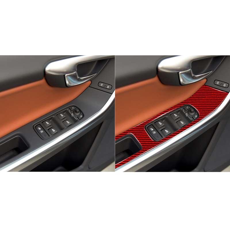 Car Window Lift Decorative Sticker for Volvo V60 2010-2017, Left and Right Drive (Red)
