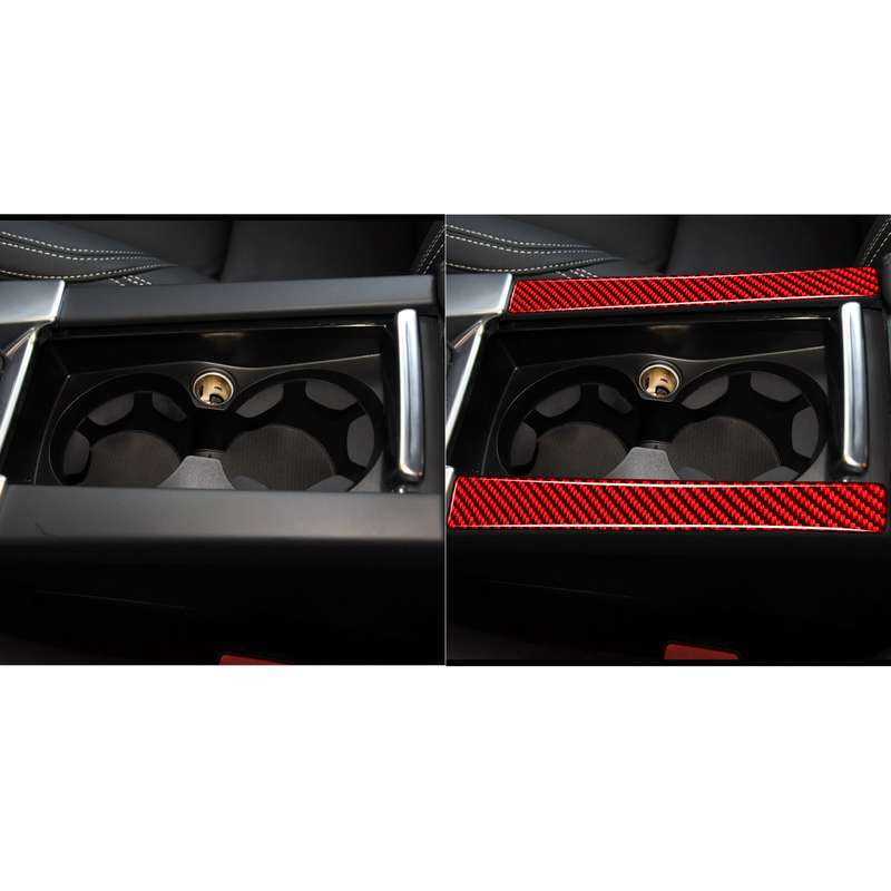 Car Handrail Cup Holder Decorative Sticker for Volvo V60 2010-2017, Left and Right Drive(Red)