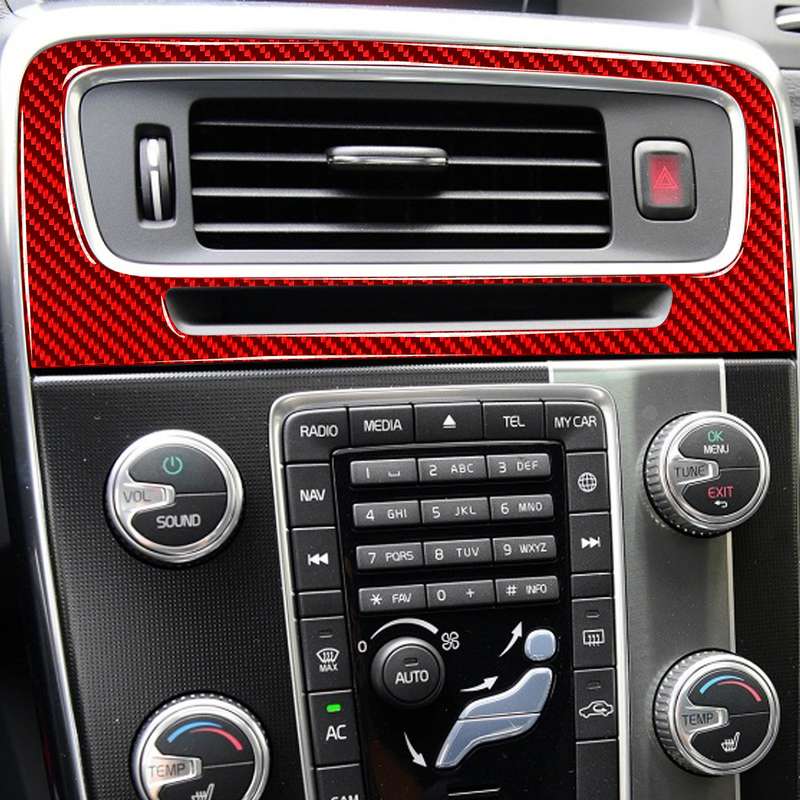 Car Central Control Air Outlet Decorative Sticker for Volvo V60 2010-2017, Left and Right Drive(Red)