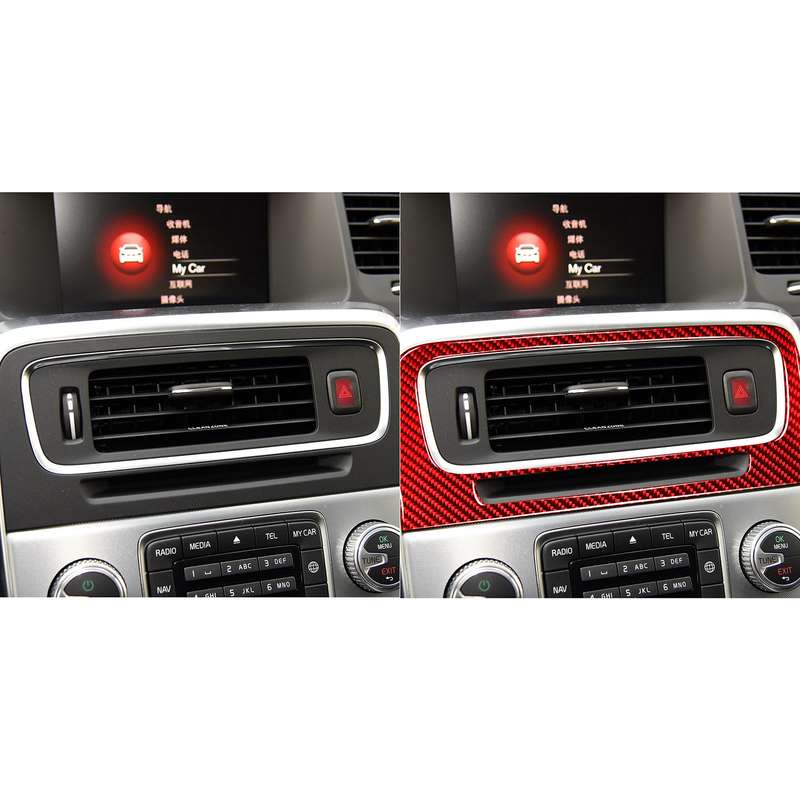 Car Central Control Air Outlet Decorative Sticker for Volvo V60 2010-2017, Left and Right Drive(Red)