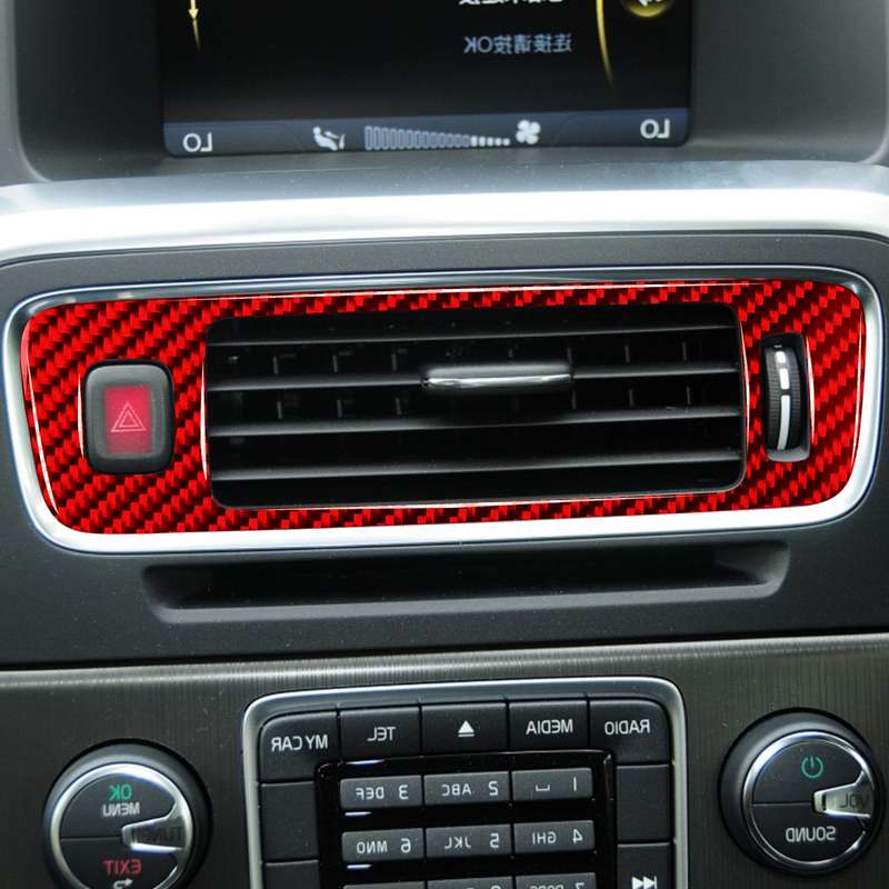 Car Central Control Lower Air Outlet Decorative Sticker for Volvo V60 2010-2017, Right Drive(Red)
