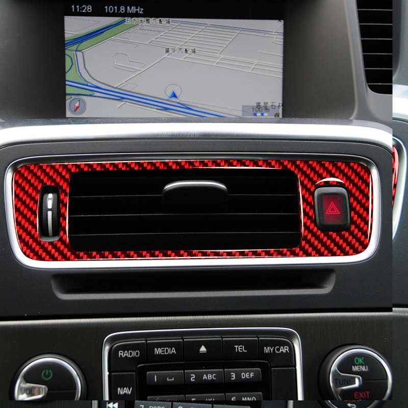 Car Central Control Lower Air Outlet Decorative Sticker for Volvo V60 2010-2017, Left Drive(Red)