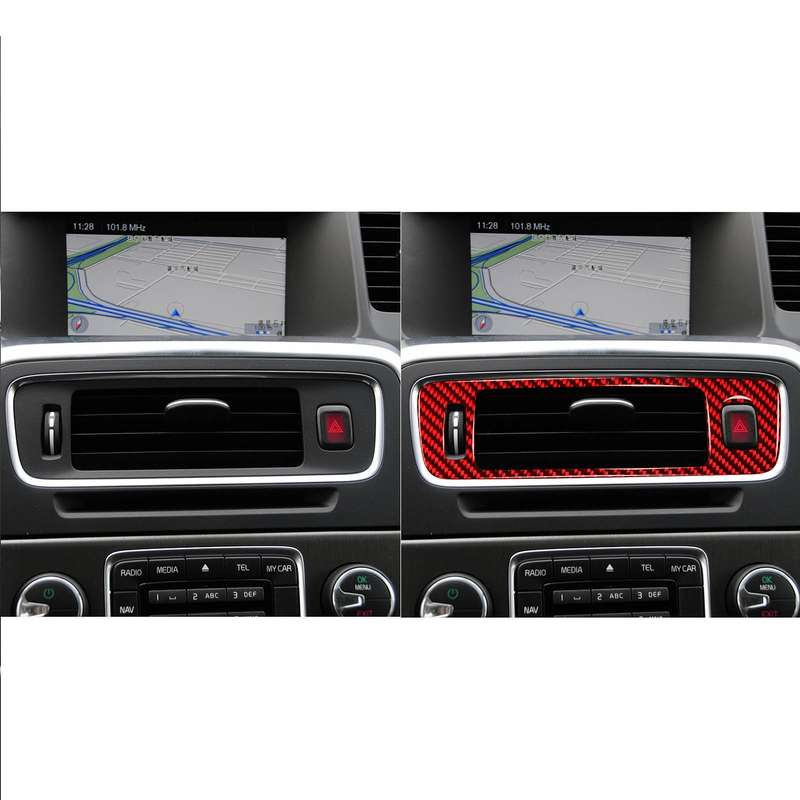 Car Central Control Lower Air Outlet Decorative Sticker for Volvo V60 2010-2017, Left Drive(Red)