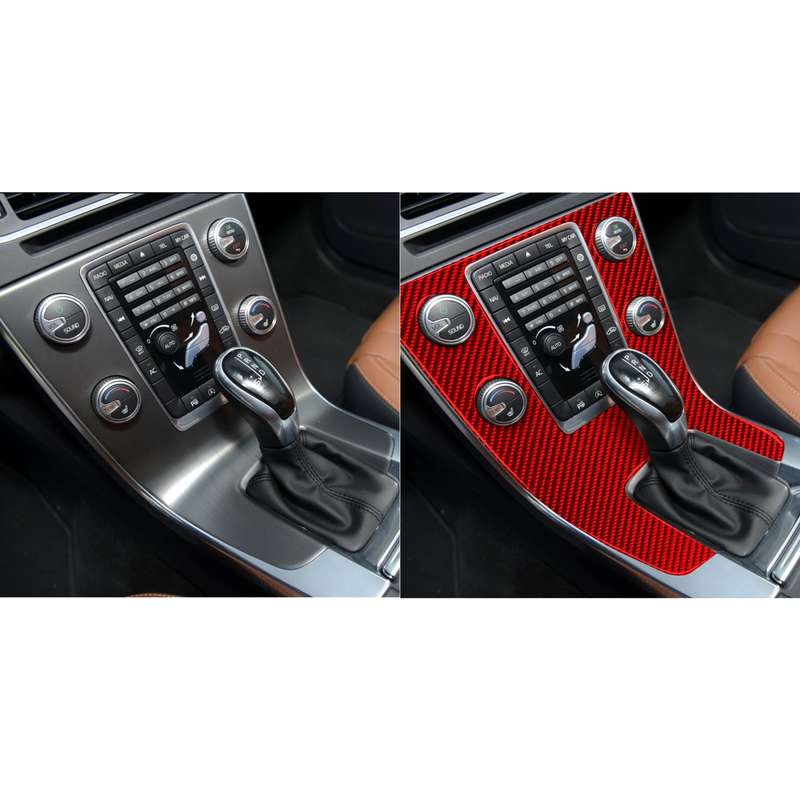 Car Carbon Fiber Central Control Panel Decorative Sticker for Volvo V60 2010-2017, Left Drive(Red)