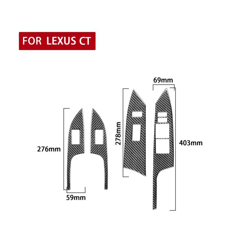 Car Carbon Fiber Window Lift Decorative Sticker for Lexus CT 2011-2017, Right Drive