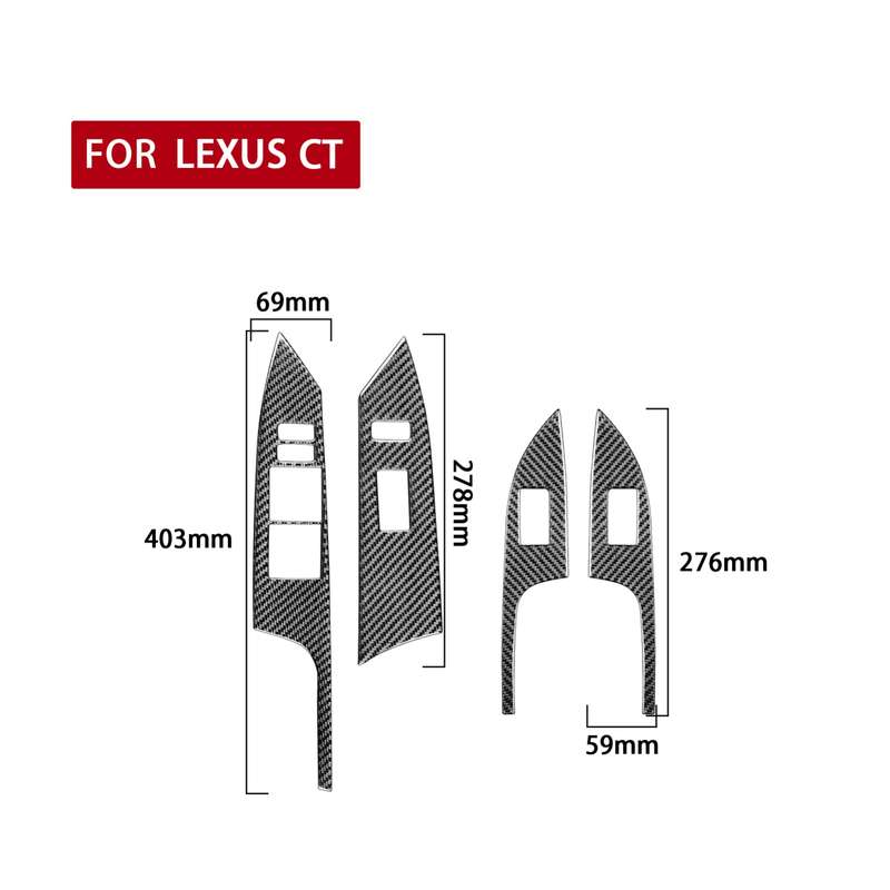 Car Carbon Fiber Window Lift Decorative Sticker for Lexus CT 2011-2017, Left Drive