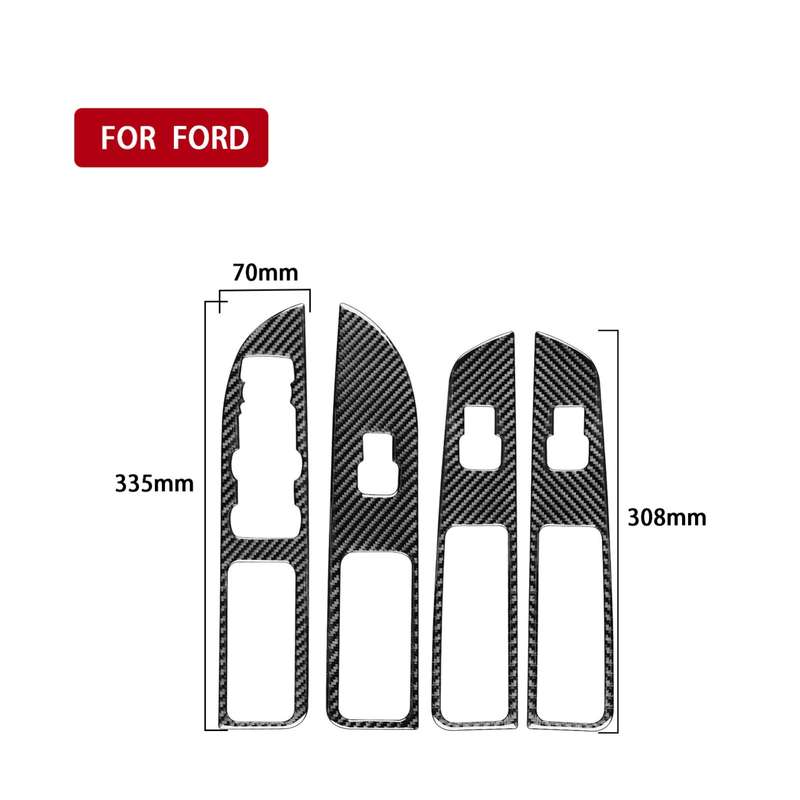 Car Carbon Fiber Window Lift Panel Decorative Sticker for Ford Explorer 2013-2019, Left Drive