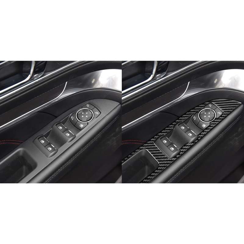 Car Carbon Fiber Window Lift Panel Decorative Sticker for Ford Explorer 2013-2019, Left Drive