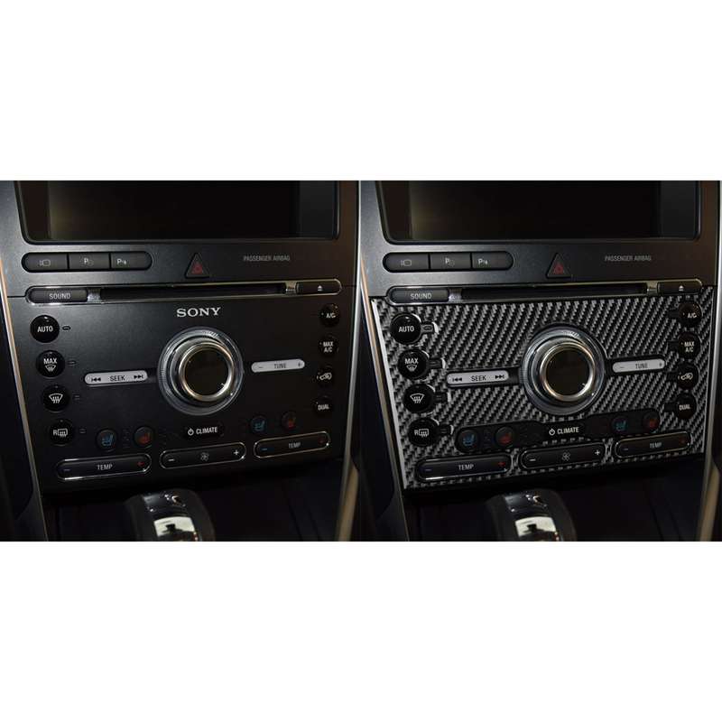 Car Carbon Fiber Air Conditioning Panel Decorative Sticker for Ford Explorer 2016-2019, Left Drive