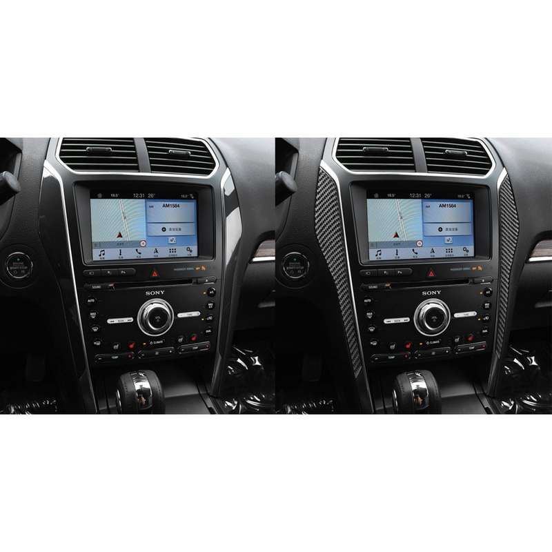Car Carbon Fiber Central Control Decorative Sticker for Ford Explorer 2013-2019, Left Drive