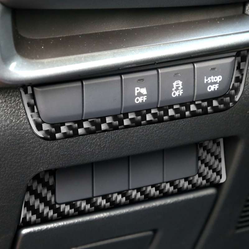 Car Carbon Fiber Headlight Frame Decorative Sticker for Mazda 3 Axela 2020, Left Drive