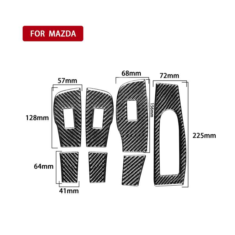 7 in 1 Car Carbon Fiber Window Lift Panel Decorative Sticker for Mazda 3 Axela 2020, Right Drive
