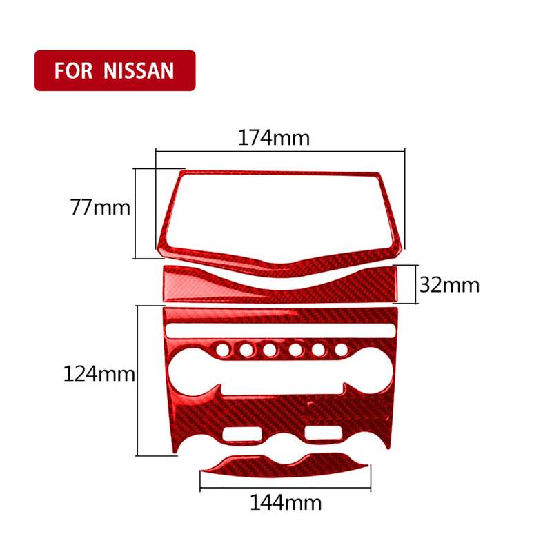 5 in 1 Car Carbon Fiber Air Conditioning Adjustment Panel Decorative Sticker for Nissan 370Z / Z34 2