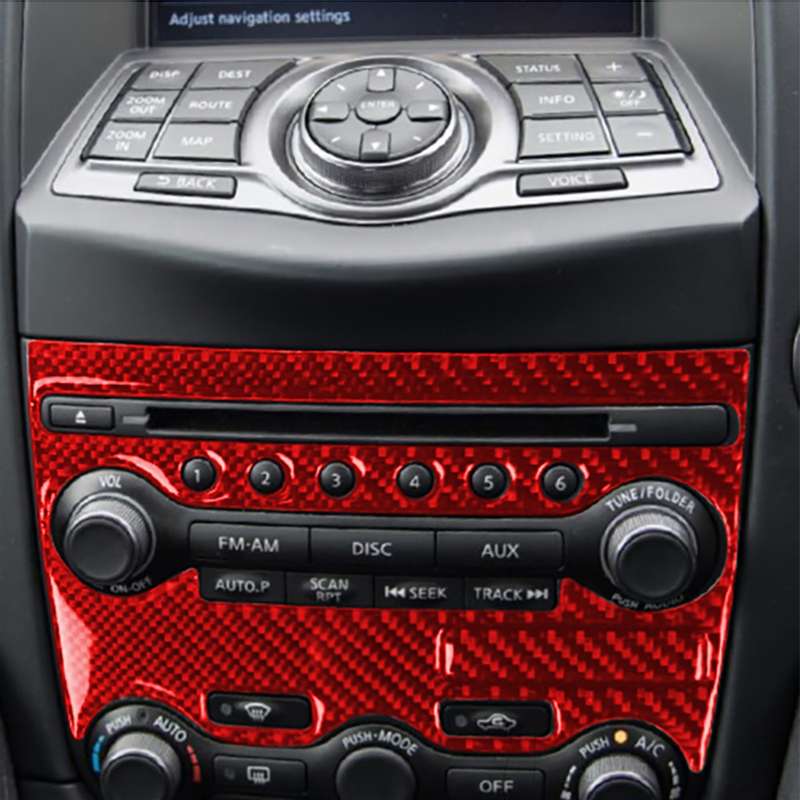 2 in 1 Car Carbon Fiber Air Conditioning Adjustment Panel Decorative Sticker for Nissan 370Z / Z34 2