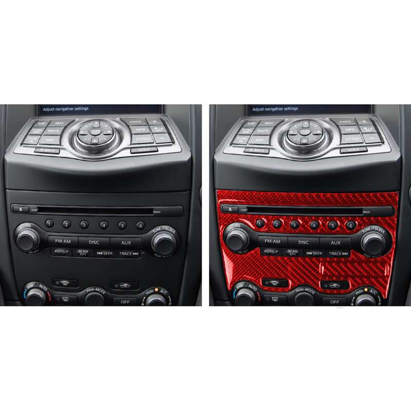 2 in 1 Car Carbon Fiber Air Conditioning Adjustment Panel Decorative Sticker for Nissan 370Z / Z34 2