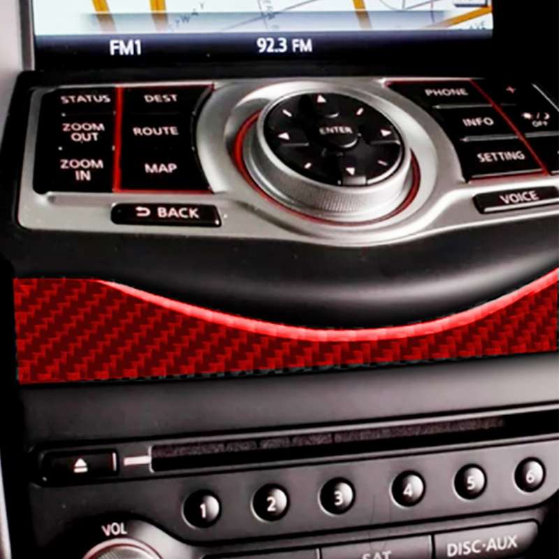 Car Carbon Fiber Multimedia Navigation Button Decorative Strip for Nissan 370Z / Z34 2009-, Left and