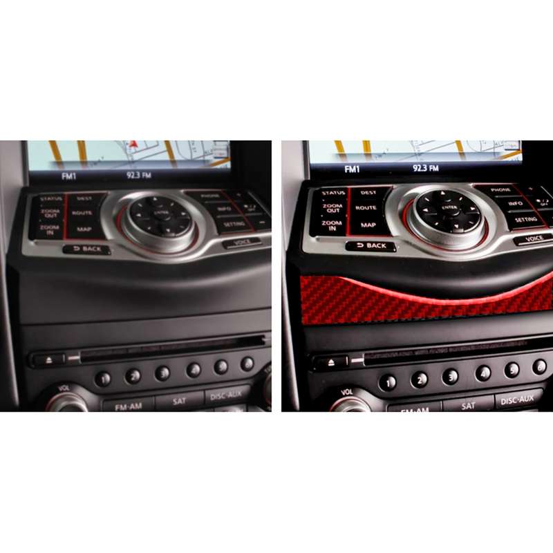 Car Carbon Fiber Multimedia Navigation Button Decorative Strip for Nissan 370Z / Z34 2009-, Left and