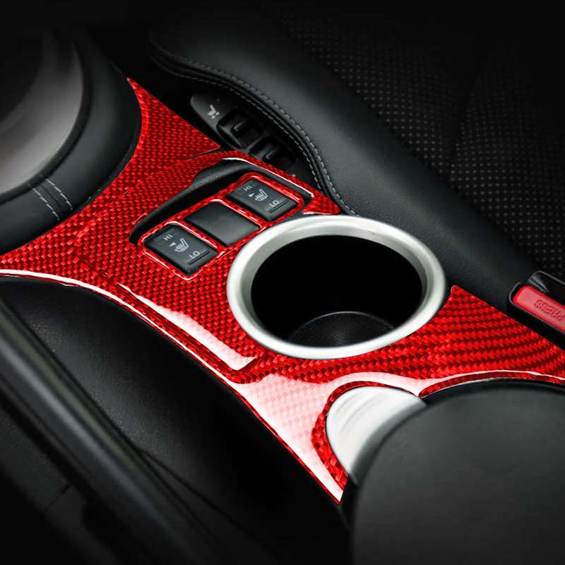 3 in 1 Car Carbon Fiber Center Console Water Cup Holder Panel Decorative Sticker for Nissan 370Z / Z