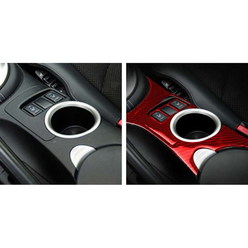 3 in 1 Car Carbon Fiber Center Console Water Cup Holder Panel Decorative Sticker for Nissan 370Z / Z