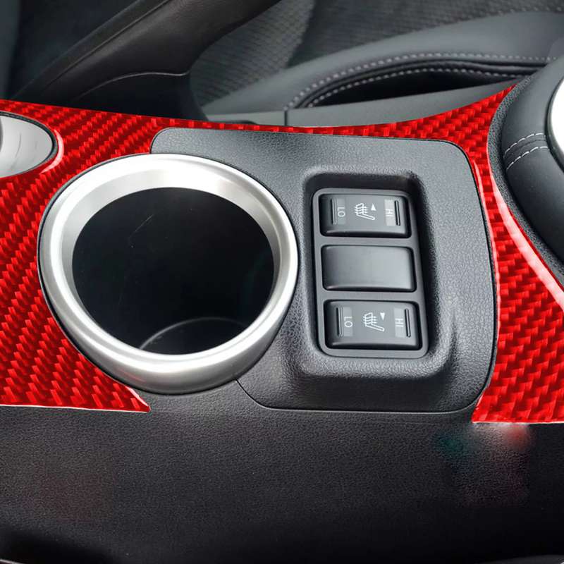 Car Carbon Fiber Water Cup Holder Panel Decorative Sticker for Nissan 370Z / Z34 2009-, Left and Rig