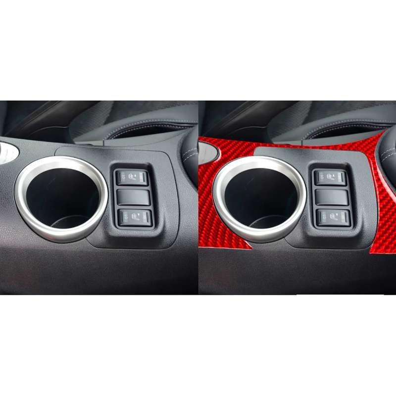 Car Carbon Fiber Water Cup Holder Panel Decorative Sticker for Nissan 370Z / Z34 2009-, Left and Rig