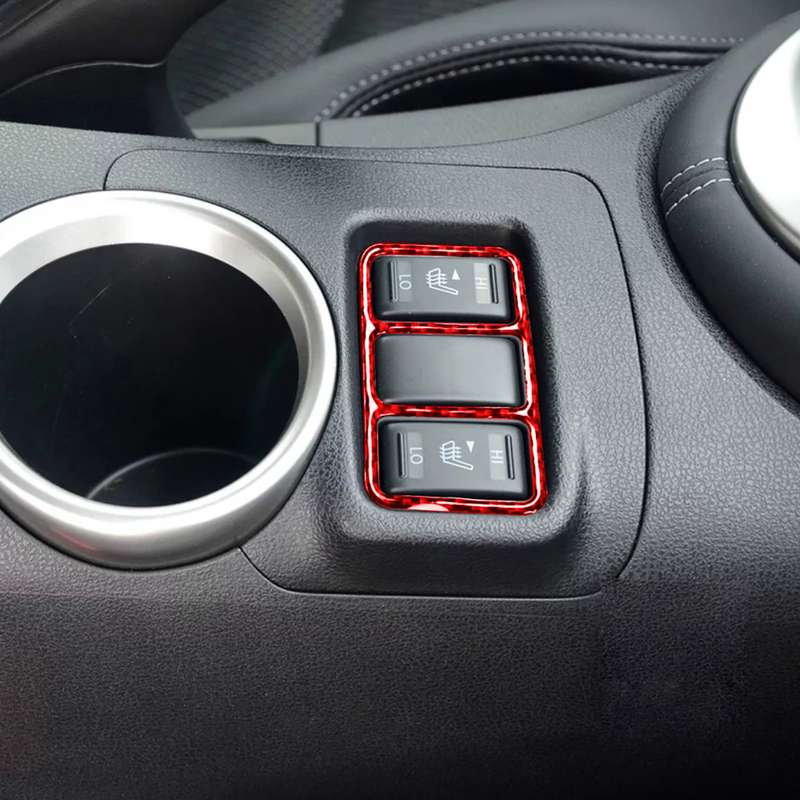 Car Carbon Fiber Central Control Heating Button Frame Decorative Sticker for Nissan 370Z / Z34 2009-