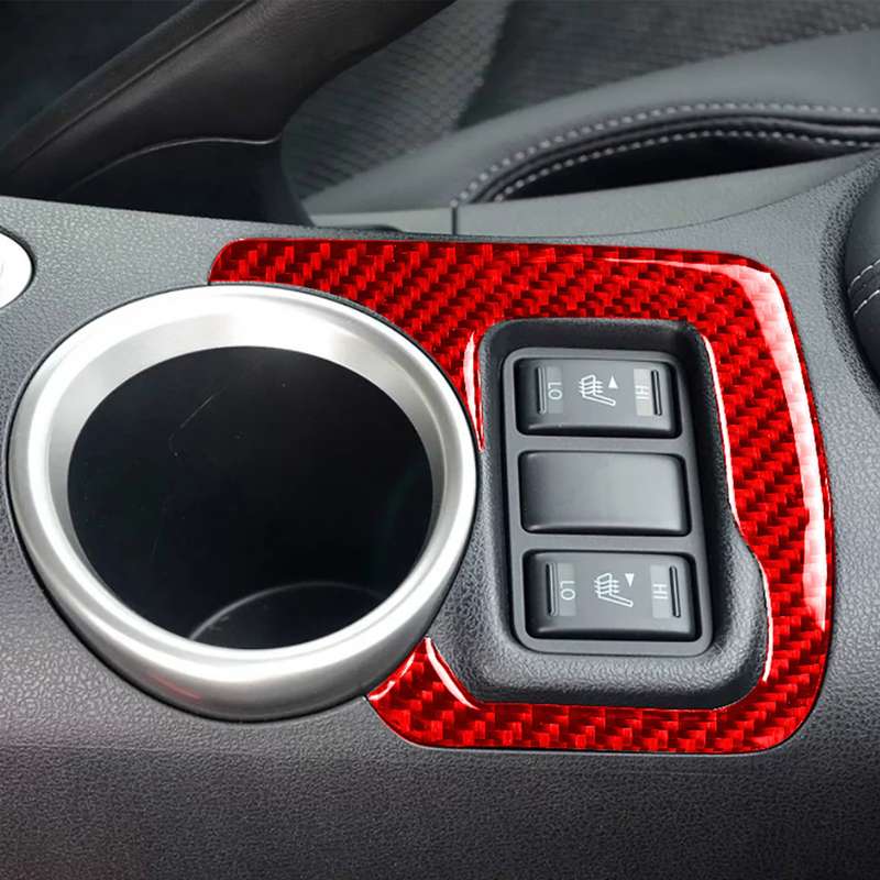 Car Carbon Fiber Central Control Heating Button Decorative Sticker for Nissan 370Z / Z34 2009-, Left