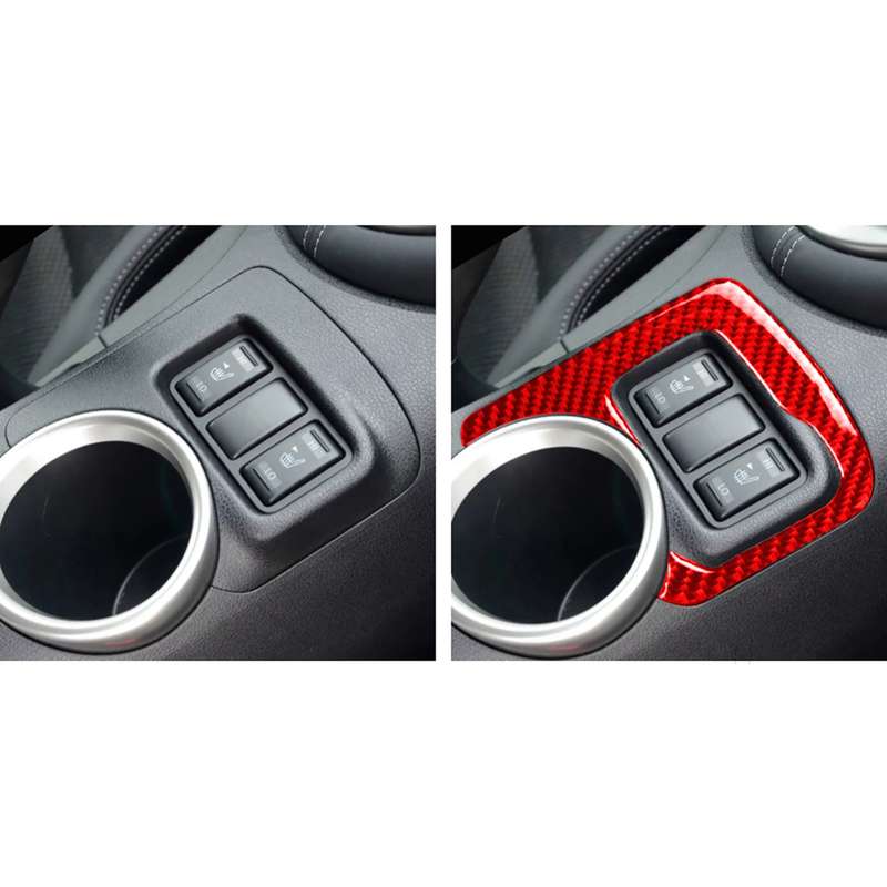 Car Carbon Fiber Central Control Heating Button Decorative Sticker for Nissan 370Z / Z34 2009-, Left