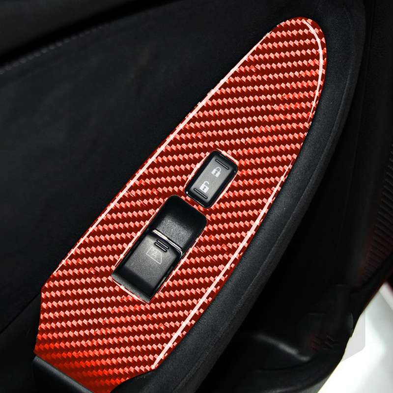 Car Carbon Fiber Vice Driving Side Door Lift Control Decorative Sticker for Nissan 370Z / Z34 2009-,