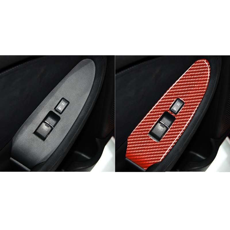 Car Carbon Fiber Vice Driving Side Door Lift Control Decorative Sticker for Nissan 370Z / Z34 2009-,