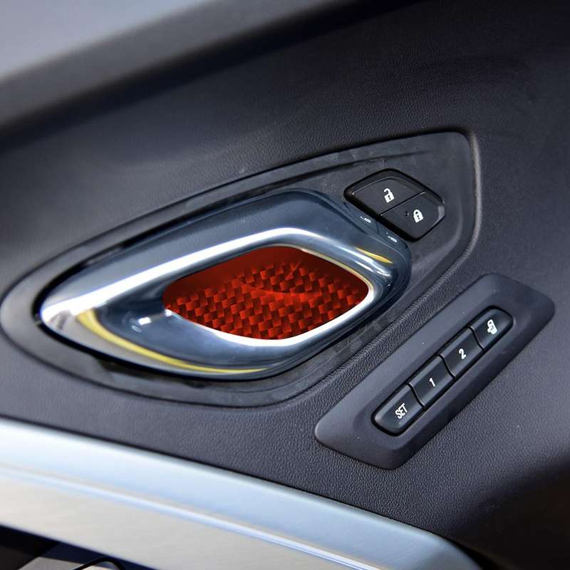 Car Carbon Fiber Inside Door Bowl Decorative Sticker for Chevrolet Camaro 2017-2019, Left and Right