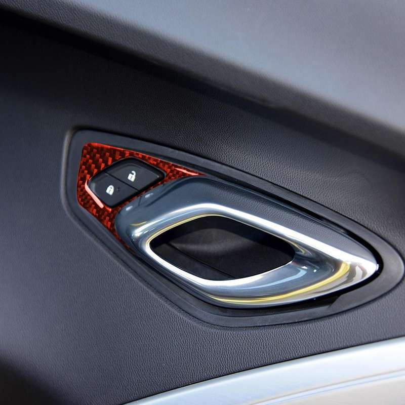 Car Carbon Fiber Inside Door Lock Decorative Sticker for Chevrolet Camaro 2017-2019, Left and Right