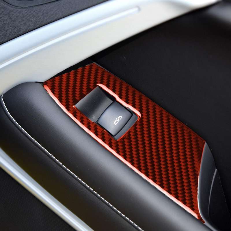 Car Carbon Fiber Window Lift Panel Decorative Sticker for Chevrolet Camaro 2017-2019, Left Drive (Re