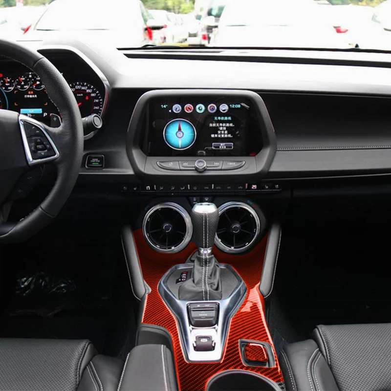 Car Carbon Fiber Center Control Gear Outside Frame Decorative Sticker for Chevrolet Camaro 2017-2019