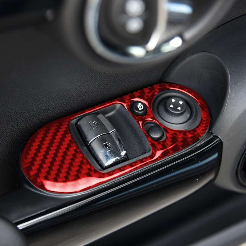 Car Carbon Fiber Lifting Panel Decorative Sticker for BMW Mini F56, Left Drive (Red)