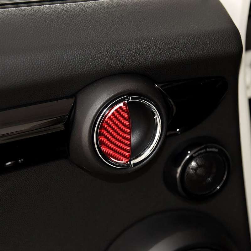 Car Carbon Fiber Door Handle Decorative Sticker for BMW Mini, Left and Right Drive Universal (Red)