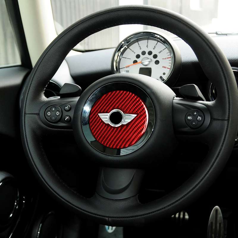 Car Carbon Fiber Steering Wheel Logo Decorative Sticker for BMW Mini Cooper Countryman F60 F55 F56,