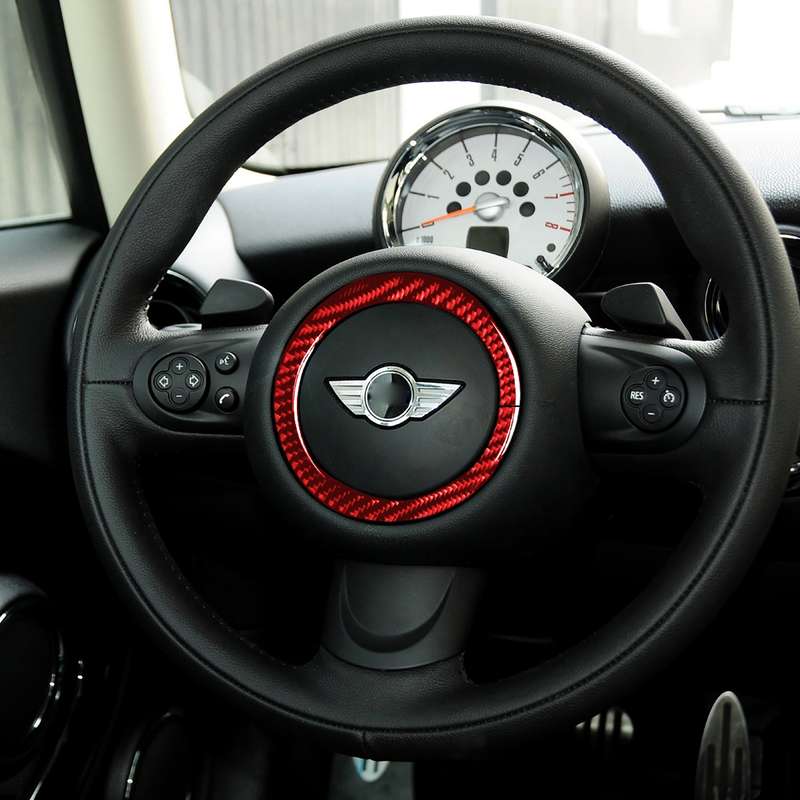 Car Carbon Fiber Steering Wheel Ring Decorative Sticker for BMW Mini R55 R56 Countryman R60 Paceman