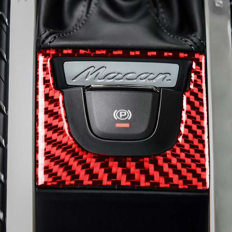 Car Carbon Fiber Electronic Handbrake Panel Decorative Sticker for Porsche Macan 2014-2021, Left and