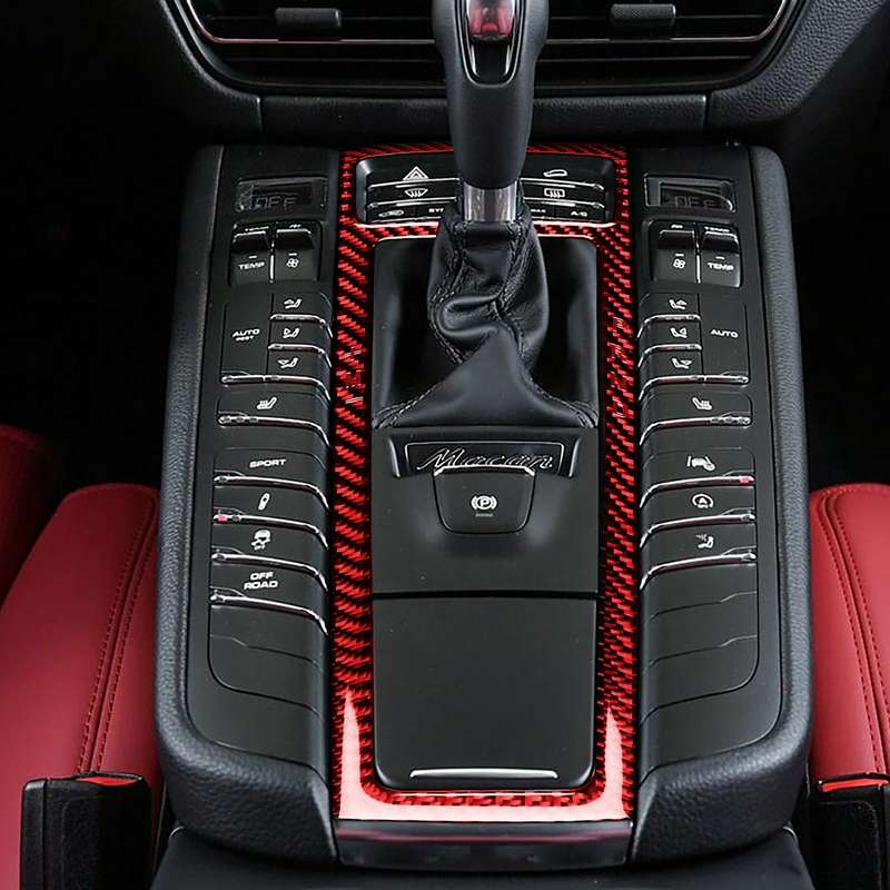 Car Carbon Fiber Gear Panel Decorative Sticker for Porsche Macan 2014-2021, Left and Right Drive Uni