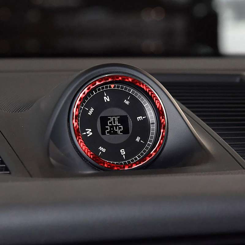 Car Carbon Fiber Stopwatch Ring Decorative Sticker for Porsche Macan 2014-2021, Left and Right Drive