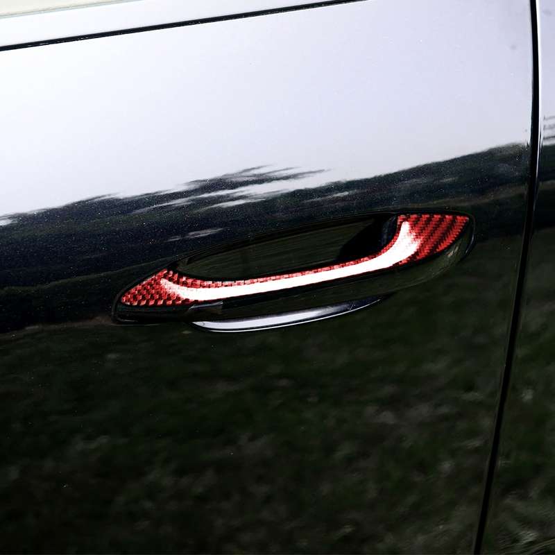 Car Carbon Fiber Outside Door Handle Decorative Sticker for Porsche Macan 2014-2021, Left and Right